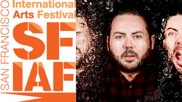 Three faces of the same man in different emotional expressions and seen through water