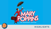Disney and Cameron Mackintosh's Mary Poppins The Broadway Musical. Logo with Mary Poppins to the left in a red coat with her