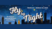 Title of show set against a starry night with a cityscape behind.