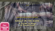 Transparent roots overlaid a photo of dancers's arms with DSDT presents: SHOUT IN THE DARK: A Guide to Hope & Good Grief.