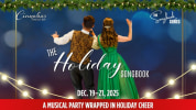 Male and Female singers face away against a blue background. The words "The Holiday Songbook" across the banner.