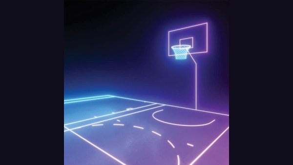 Neon basketball court