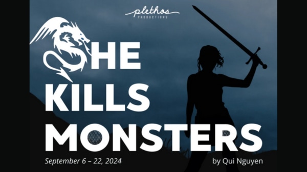 She Kills Monsters by Qui Nguyen silhouette of girl holding a sword