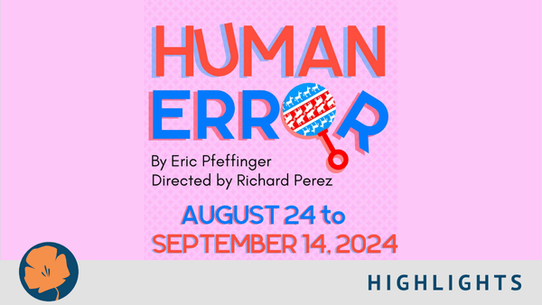 Pink background with play title on red and blue, and a baby rattle knocking the last "R" in "Error" out of place.
