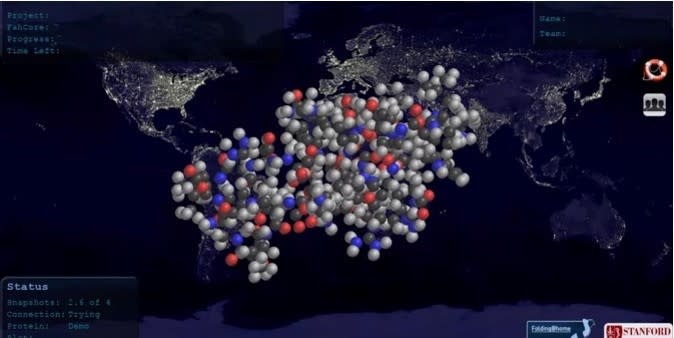 Example of a desktop image of a protein through the Folding@home software.