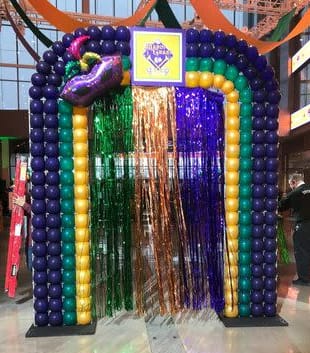Madri Gras Arch Purple, yellow, green