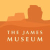 The James Museum logo against an orange desert canyon landscape.