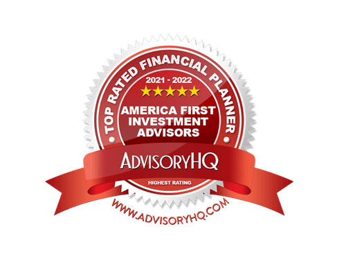 Badge from AdvisoryHQ naming America First Investment Advisors a Top Rated Financial Advisor in Omaha for 2021-2022