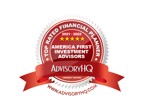 Badge from AdvisoryHQ naming America First Investment Advisors a Top Rated Financial Advisor in Omaha for 2021-2022