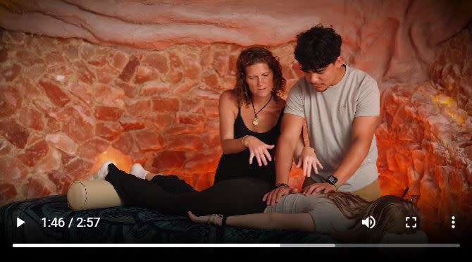 Teaching couple's learn easy massage at a salt cave