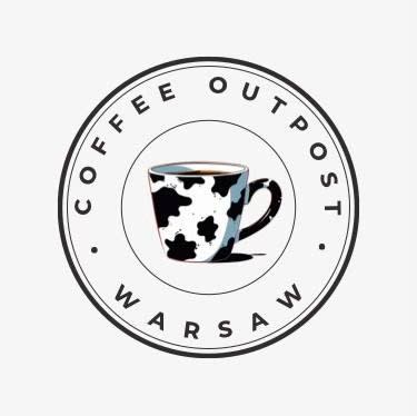 Logo for Coffee Outpost Warsaw with coffee mug