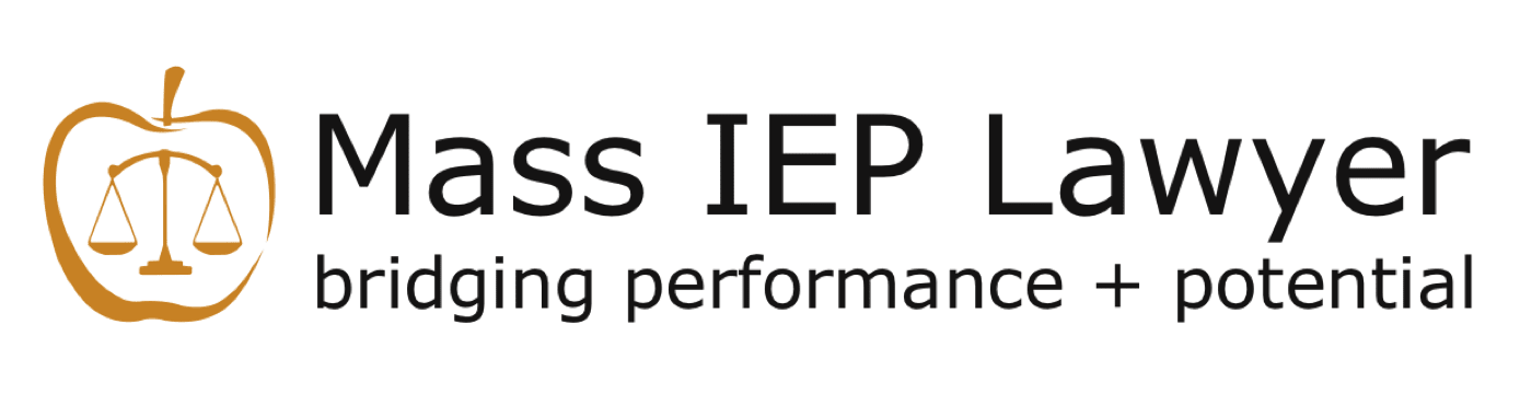 Mass IEP Lawyer logo, including an apple's outline with the scales of justice in the middle.