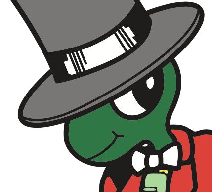 Picture of the company mascot. A grasshopper with a top hat named claude.