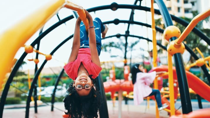 Child on playground equipment