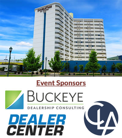 DoubleTree by Hilton Spokane exterior with Event Sponsors