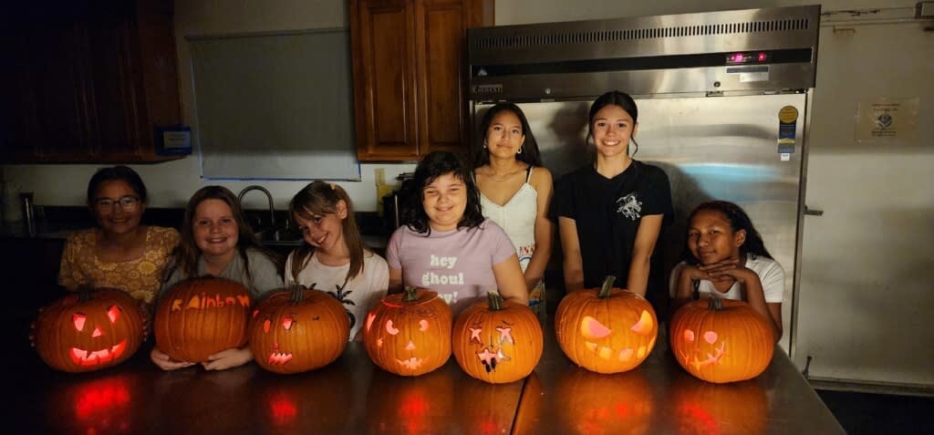 Rainbow Pledge Girls at Pumpkin Decorating Event