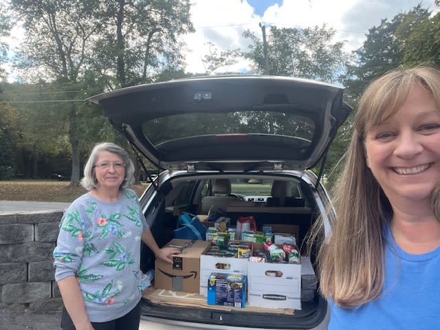 Donated food in trunk