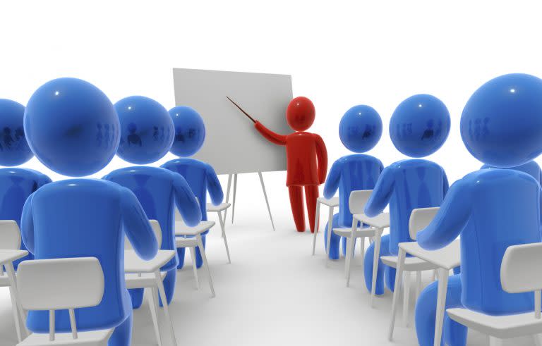 Logo of classroom with teacher