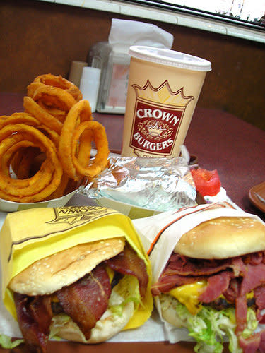 Gyros, Burgers, Onion Rings, and Drinks