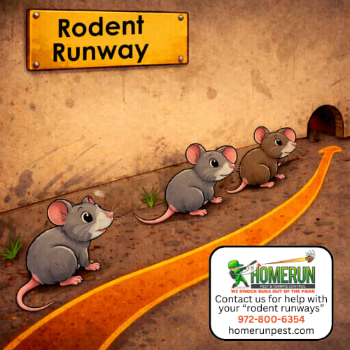 Rodent Runways can be found in McKinney.  Contact Home Run Pest & Termite Control for help!  972-800-6354