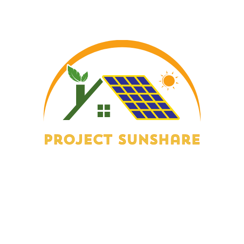 Graphic of house with solar panels with text "Project Sunshare"