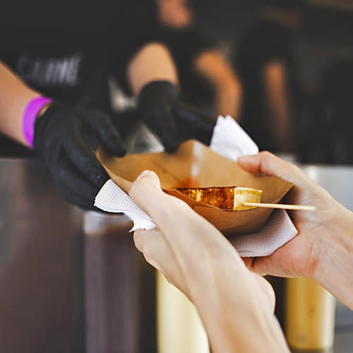 handing food to a customer