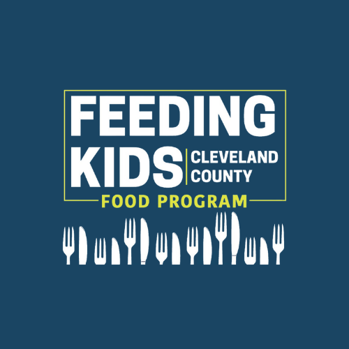 blue logo that says Feeding Kids Cleveland County