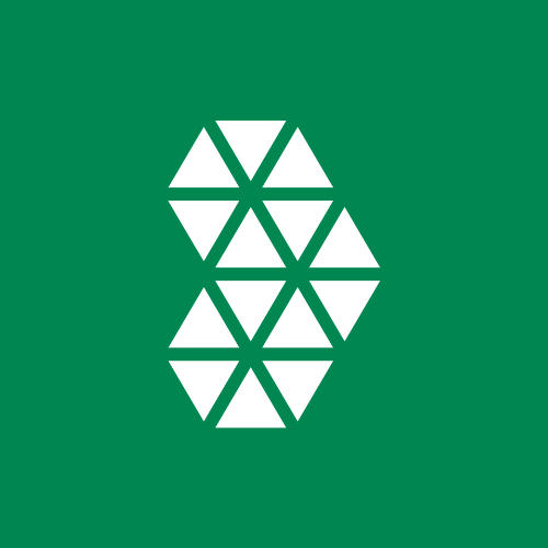 GCF Heart logo, white icon with green background