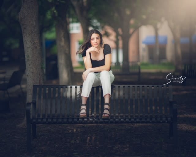 High School Senior - Sitting on a park bench