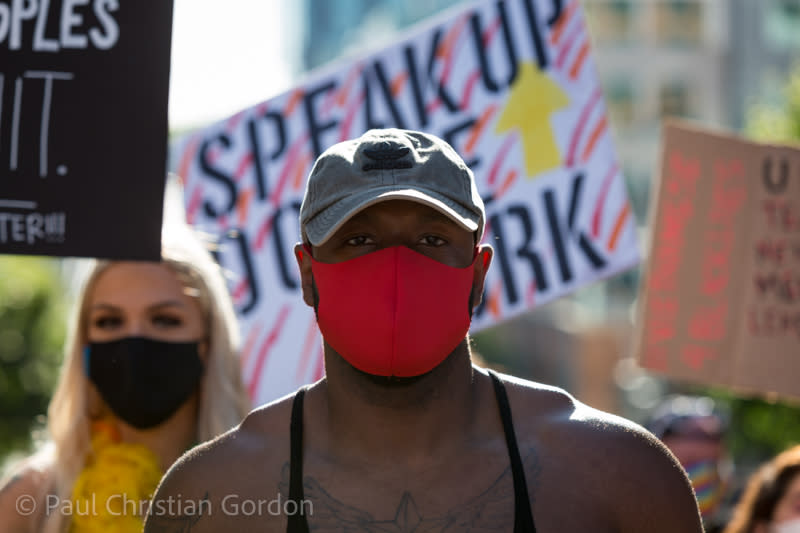 Hundreds of supporters crowd Westlake Avenue during the All Black Lives Matter March on South Lake Union