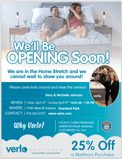 verlo mattress, grand opening