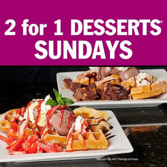 Dessert Waffles with ice cream at Symposium Cafe Restaurant Georgetown