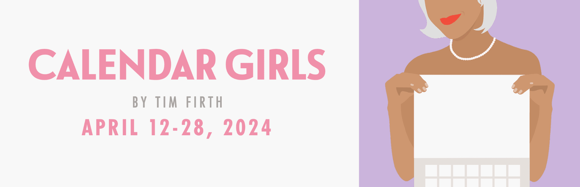 Graphic of woman with blonde hair holding up a calendar.