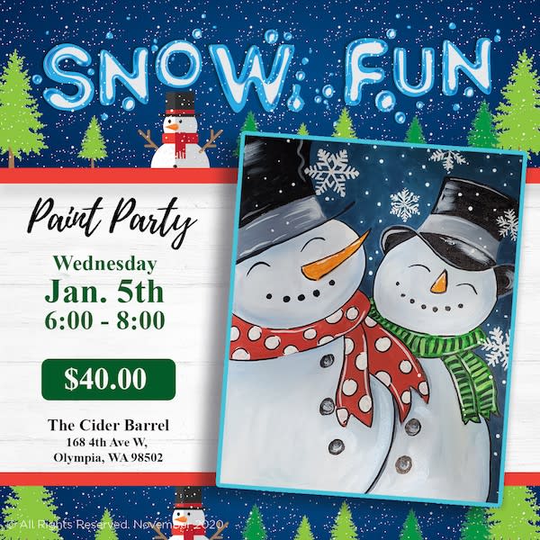 Snow People Paint and Sip Party Poster