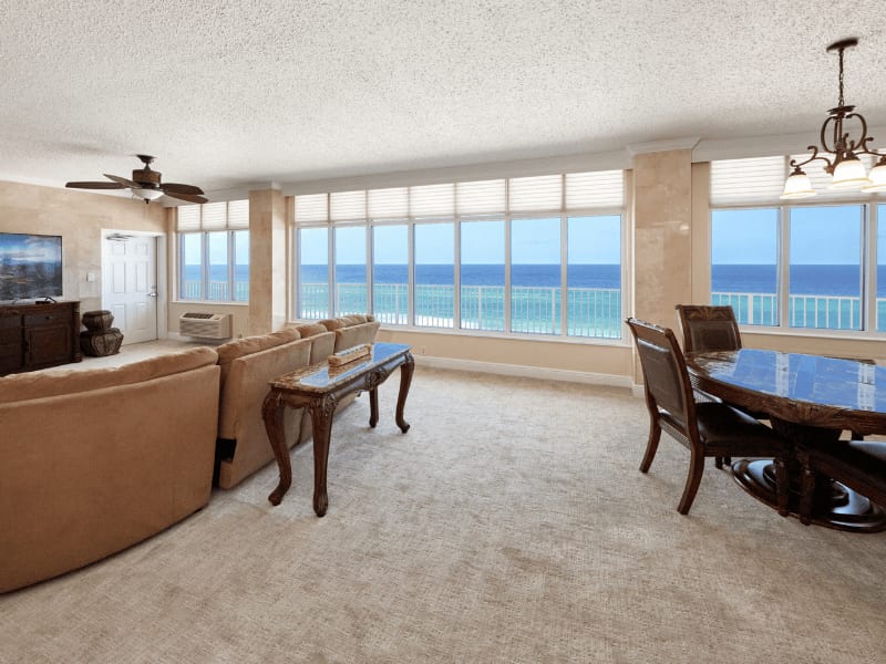 living room and dining room overlooking the Gulf