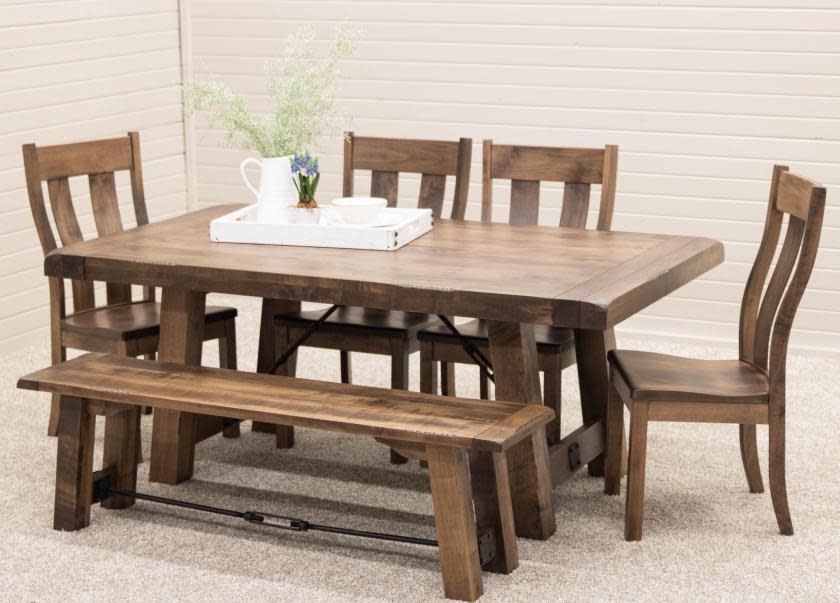 Settler's Trestle Amish Dining Set in Maple wood