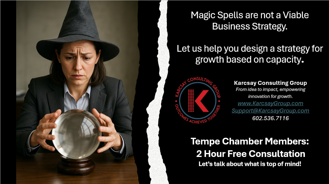 An image of a wizard in a business suit looking into a crystal ball