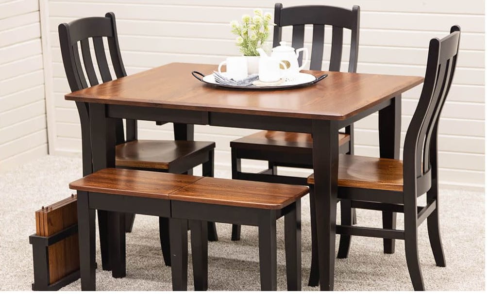 36x48 Easton Shaker Dining Table with 3 Chairs & Bench