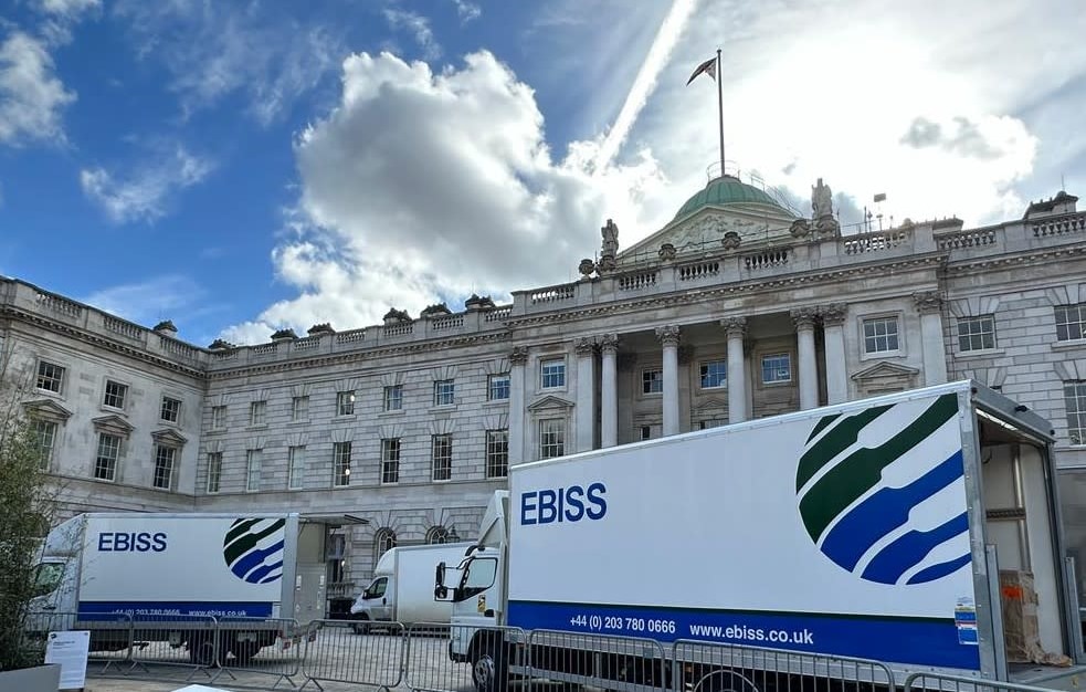 EBISS vans delivering artworks to Somerset House, London