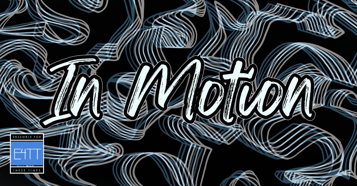 gray, teal, and white swirls over a black background with white-gray letters in a curvy script, plus E4TT's logo.