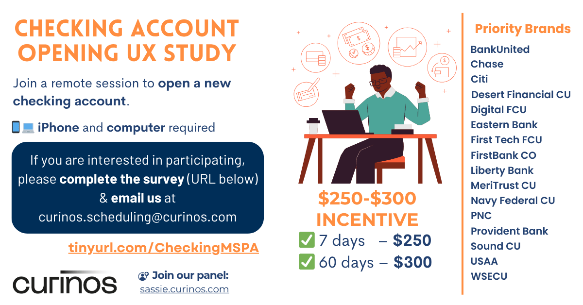 $250-$300 - Checking Account Opening Study