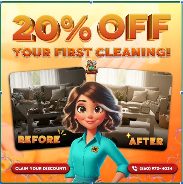 First-Time Client Discount – Get 20% OFF Your First Cleaning!  Experience a spotless home or office for less!  ✅ Residential