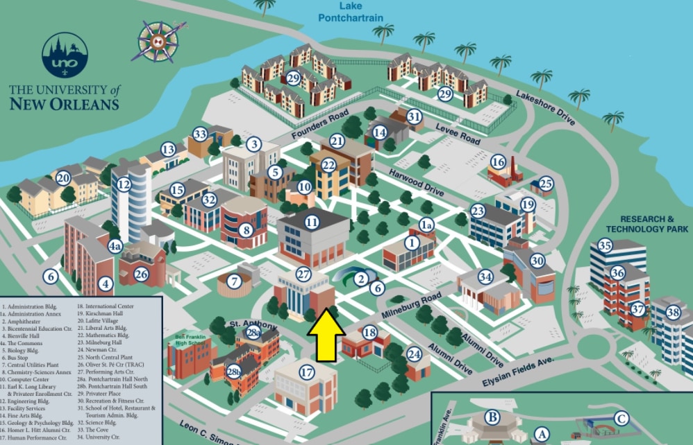 2025 New Orleans Mayoral Forum - UNO Perrforming Arts Center Map