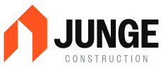 Junge Construction Logo with orange house outline