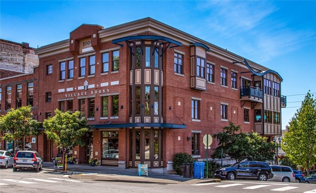 A view of Village Books from 12th and Mill