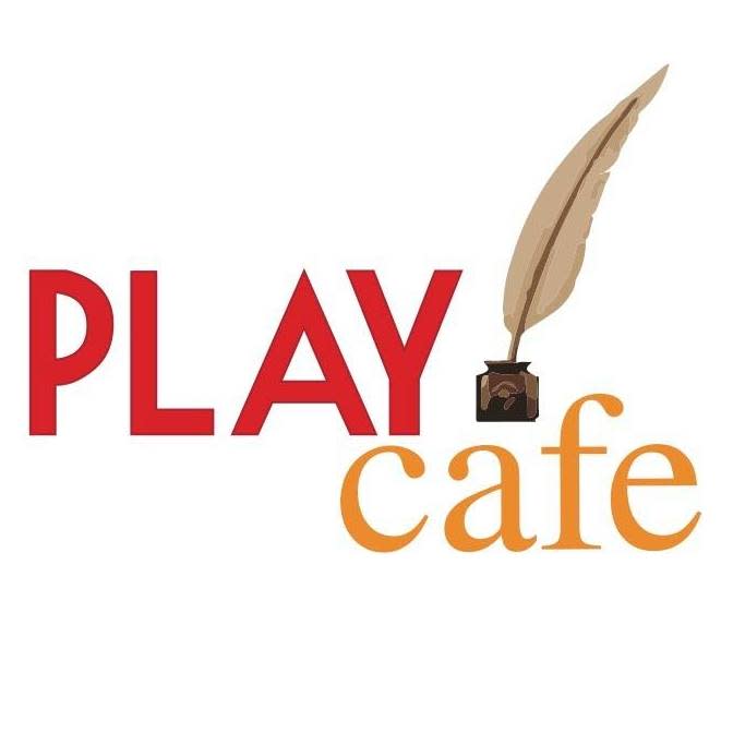 Play Cafe logo with quill and ink