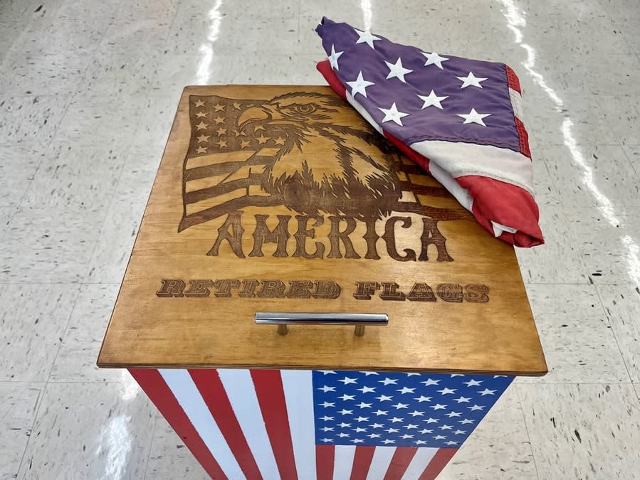 Retired American Flag bin at Sunshine Ace Hardware
