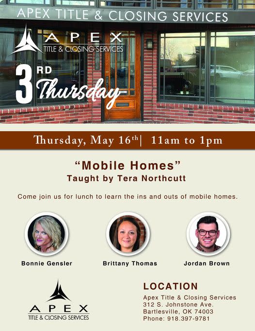 Apex Title & Closing Lunch to Learn Mobile Homes Bartlesville