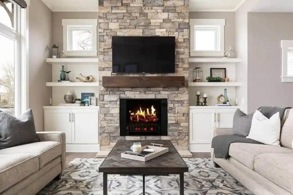 TV Mounted above Fireplace
