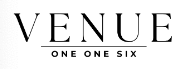 Venue 116 logo representing a premier Texas event space for weddings, corporate events, private parties, and special occasion